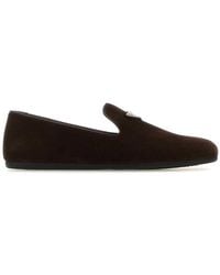 Prada - Dark Suede Loafers - Lyst