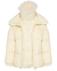 Yves Salomon - Ys Army Collection: Mid-Length Down Jacket With Removable Bib And Lambswool Trim - Lyst