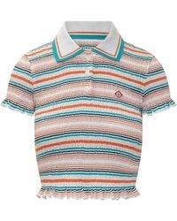CASABLANCA - Stripes Shirt Collar Polo - Lyst