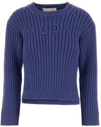 Marni - Cerulean Cotton Blend Sweater - Lyst