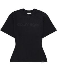 Courreges - Fitted Embossed Logo Cotton T-Shirt - Lyst