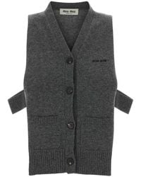 Miu Miu - Knitted V Neck Sweater - Lyst