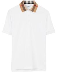Burberry - Check Collar Polo Shirt - Lyst
