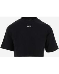 Off-White c/o Virgil Abloh - Stretch Cotton Crop T-Shirt With Logo - Lyst