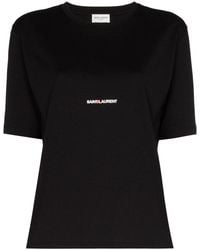 Saint Laurent - Cotton Logo T-Shirt - Lyst