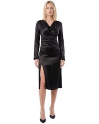 Bottega Veneta - Solid V Neck Midi Dress - Lyst