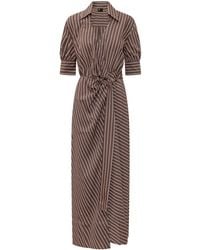 Pinko - Stripes Shirt Collar Maxi Dress - Lyst