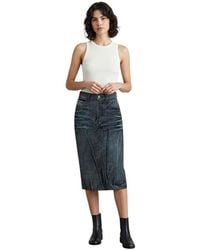 DIESEL - Distressed Calf Length Skirt - Lyst
