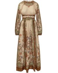 Zimmermann - Floral Round Neck Midi Dress - Lyst