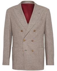 Brunello Cucinelli - Wool And Silk Double-Breasted Jacket - Lyst