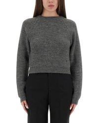 Moschino - Ribbed Cropped Sweater With Frayed Hem - Lyst