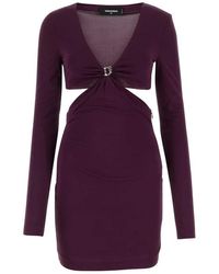 DSquared² - Dsquared Plum Viscose Mini Dress - Lyst