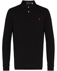 Polo Ralph Lauren - Long-Sleeved Logo-Embroidered Custom Slim-Fit Cotton-Piqué Polo Shirt - Lyst