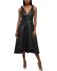 Bottega Veneta - Solid V Neck Midi Dress - Lyst