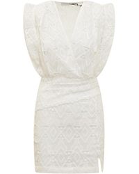 IRO - Embroidered V Neck Mini Dress - Lyst