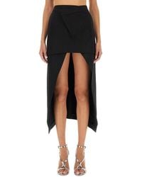 McQueen - Solid Midi Skirt - Lyst