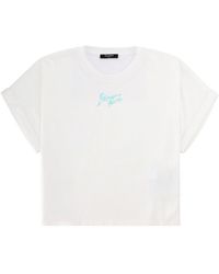Balmain - Cropped T-Shirt With Logo Cotton T-Shirts - Lyst