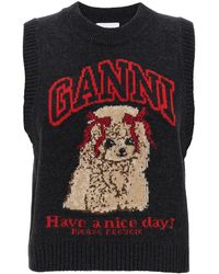 Ganni - Graphic Crew Neck Sweater - Lyst