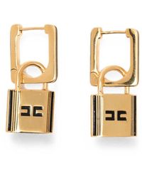 Elisabetta Franchi - Golden Padlock Drop Earrings - Lyst