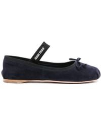 Miu Miu - Bow-Detail Suede Ballerina Shoes - Lyst