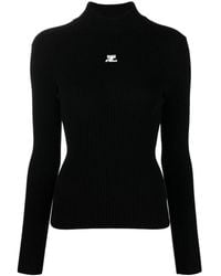 Courreges - Courrèges Rib Knit Mock Neck Sweater - Lyst
