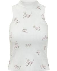 MSGM - Floral Mock Collar Top - Lyst