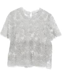 Ermanno Scervino - Lace-Trimmed Short-Sleeved T-Shirt - Lyst