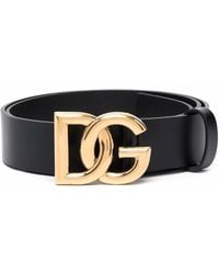 Dolce & Gabbana - Dg Logo Leather Belt - Lyst