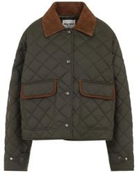 Miu Miu - Quilted Shirt Collar Jacket - Lyst