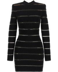 Balmain - Glitter Striped Bodycon Mini Dress - Lyst