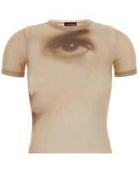 Jean Paul Gaultier - Mesh Baby Tee Printed Face Mini Top - Lyst