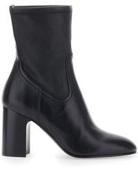 Stuart Weitzman - Mulberry Stretch Bootie Leather Ankle Boots With Side Zip And Medium Heel - Lyst