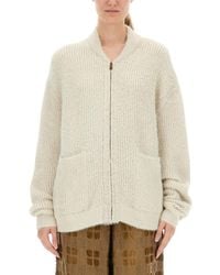 Uma Wang - Ribbed Knit Cardigan With Plush Texture And Zipper Closure - Lyst
