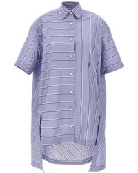 JW Anderson - Patchwork Cotton Shirt Dress With Asymmetric Hem - Lyst