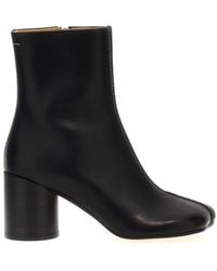 MM6 by Maison Martin Margiela - Stitch-Out Leather Ankle Boots - Lyst