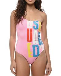 DSquared² - Logo One Shoulder Swimwear - Lyst