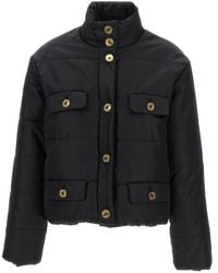 Moschino - Padded Down Jacket With Logo Button Closure - Lyst