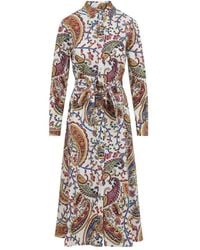 Etro - Multi Color Paisley-Print Shirt-Dress - Lyst