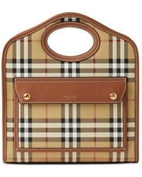 Burberry - Check-Patterned Canvas Mini Tote - Lyst