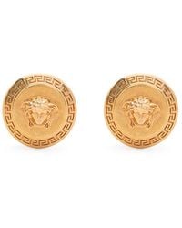 Versace - Golden Medusa Greca Stud Earrings - Lyst
