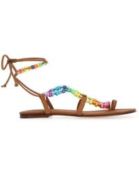 Alameda Turquesa - Embellished Leather Sandals - Lyst