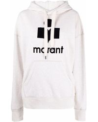 Isabel Marant - Branded Cotton Hoodie Sweatshirt - Lyst