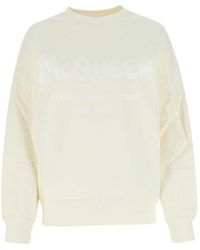 McQueen - Ivory Cotton Oversize Sweatshirt - Lyst
