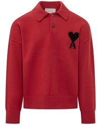 Ami Paris - Shirt Collar Logo Polo - Lyst