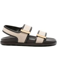 Tod's - Double-Strap Fabric Sandals With Leather Detailing - Lyst