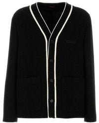 Gucci - V-Neck Logo Cardigan - Lyst