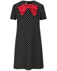 Valentino - Polka Dot Round Neck Mini Dress - Lyst