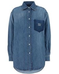 Miu Miu - Denim Oversized Solid Shirt - Lyst