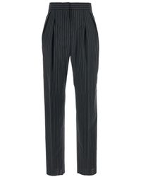 Max Mara - Pants With Concealed Closure And Stripes Virgin Wool Trousers - Lyst