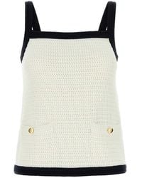 Gucci Mesh Cotton Tank Top in White | Lyst